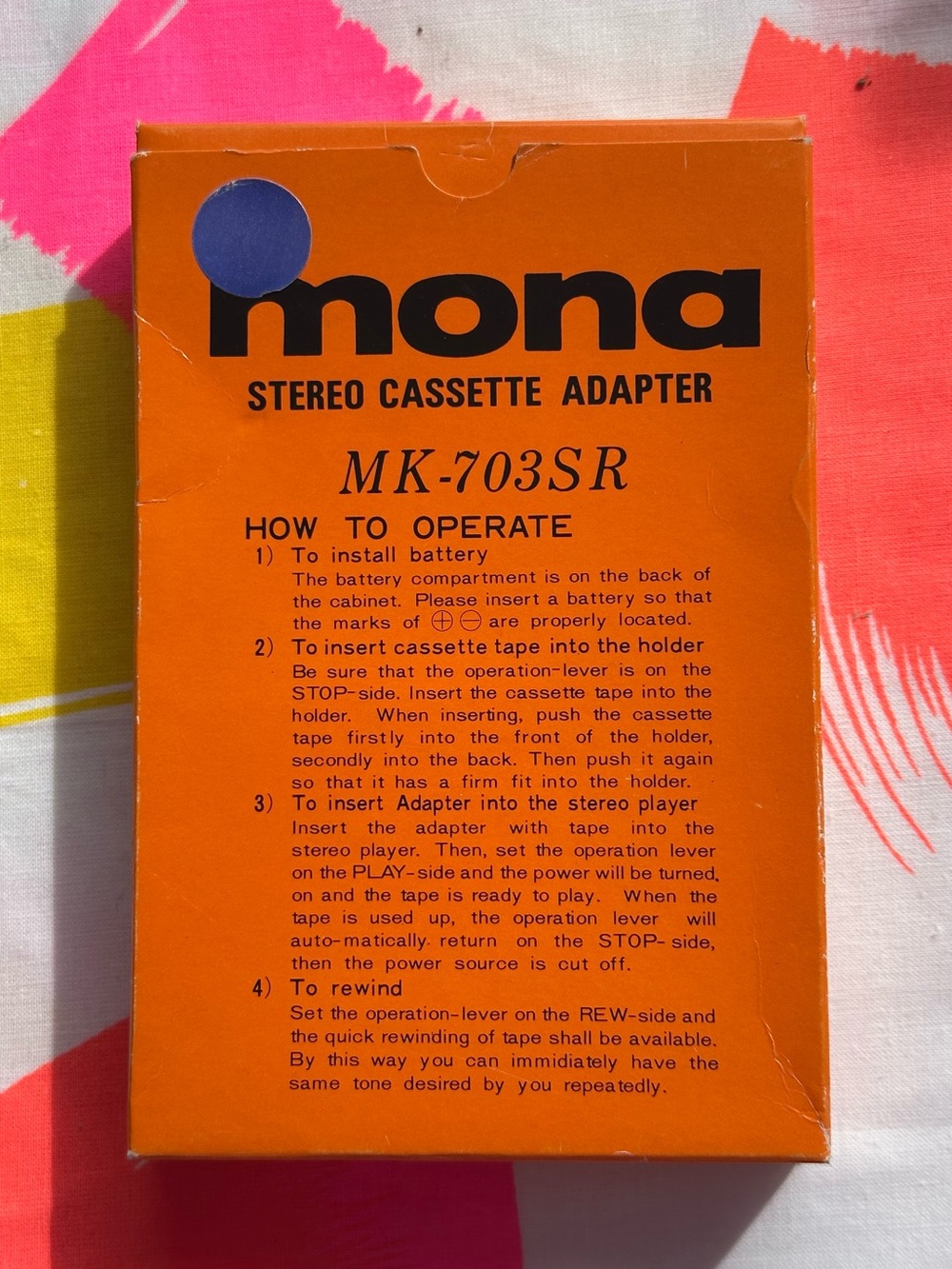 Vintage Mona Stereo Cassette Adapter MK-703SR
